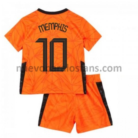 Camiseta de Fútbol Países Bajos Memphis Depay 10 Niño Casa Euro 2020 Manga Corta