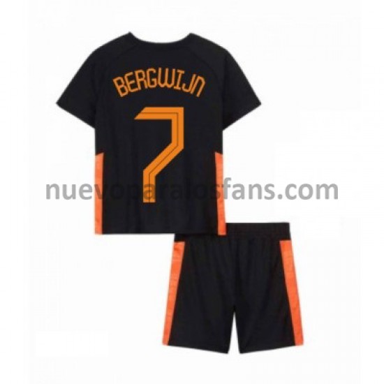Camiseta de Fútbol Países Bajos Steven Bergwijn 7 Niño Exterior Euro 2020 Manga Corta