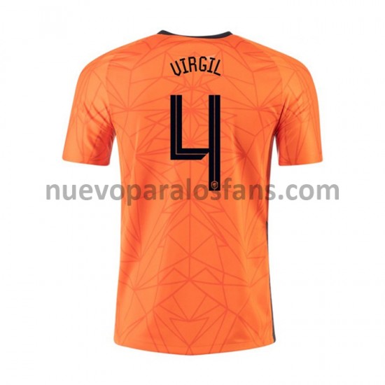 Camiseta de Fútbol Países Bajos VIRGIL 4 Casa Euro 2020 Manga Corta