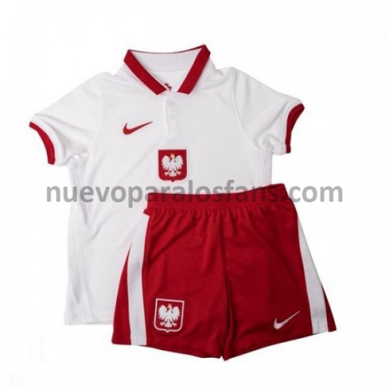 Camiseta de Fútbol Polonia Niño Casa Euro 2020 Manga Corta