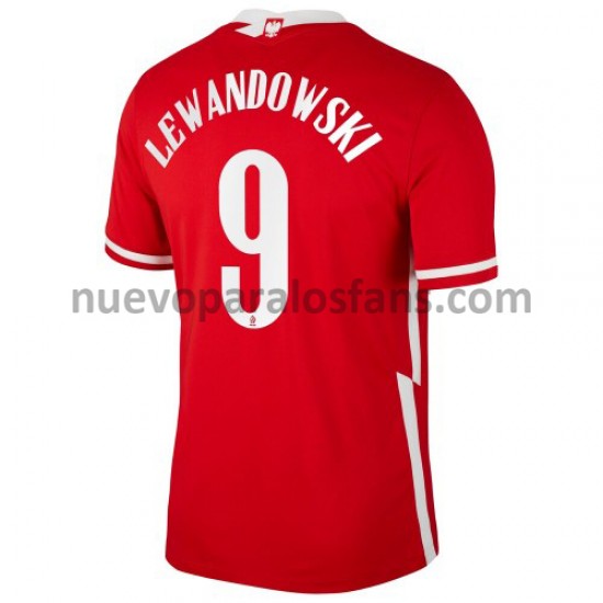Camiseta de Fútbol Polonia Robert Lewandowski 9 Exterior Euro 2020 Manga Corta