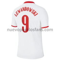 Camiseta de Fútbol Polonia Robert Lewandowski 9 Casa Euro 2020 Manga Corta
