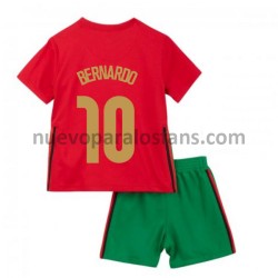 Camiseta de Fútbol Portugal Bernardo Silva 10 Niño Casa Euro 2020 Manga Corta