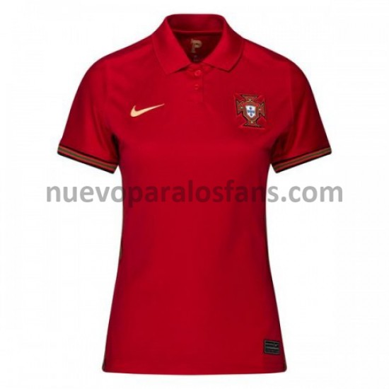 Camiseta de Fútbol Portugal Mujer Casa Euro 2020 Manga Corta