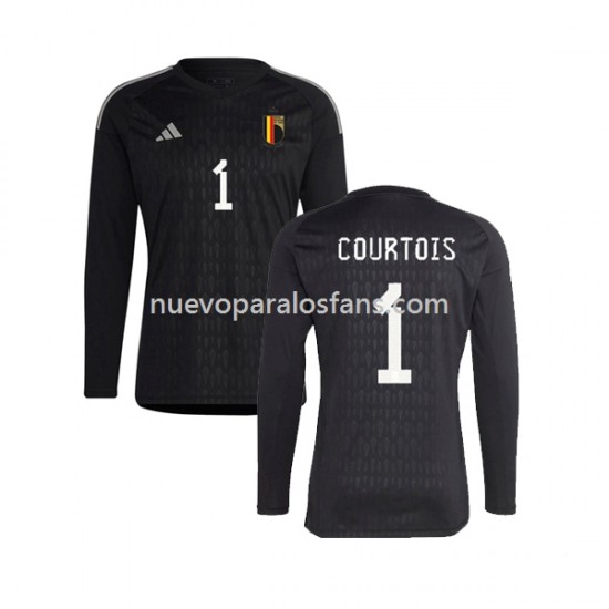 Camiseta de Fútbol Bélgica Courtois 1 Portero Hombre Exterior 2022 Manga Larga