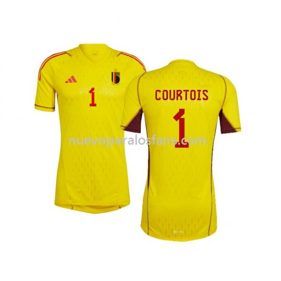 Camiseta de Fútbol Bélgica Courtois 1 Portero Hombre Exterior Copa Mundial 2022 Manga Corta