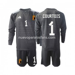 Camiseta de Fútbol Bélgica Courtois 1 Portero Niño Exterior 2022 Manga Larga