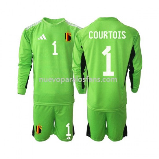 Camiseta de Fútbol Bélgica Courtois 1 Portero Niño Casa 2021-2022 Manga Larga