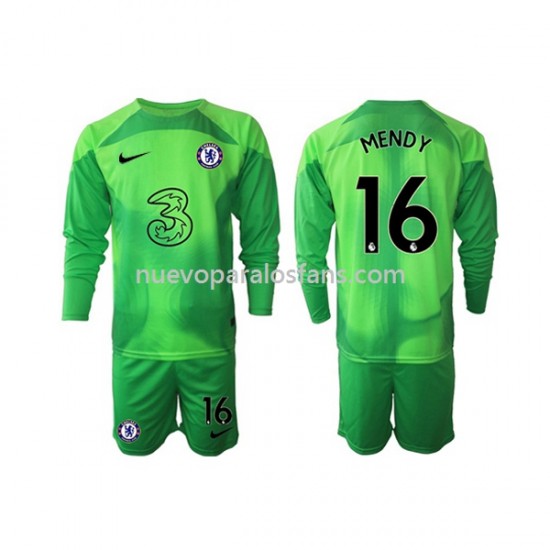 Camiseta de Fútbol Chelsea Edouard Mendy 16 Portero Niño Tercera 2022-2023 Manga Larga