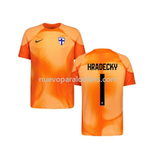 Camiseta de Fútbol Finlandia HRADECKY 1 Portero Hombre Casa 2022-2023 Manga Corta