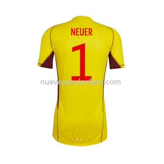 Camiseta de Fútbol Alemania Manuel Neuer 1 Portero Hombre Exterior Copa Mundial 2022 Manga Corta