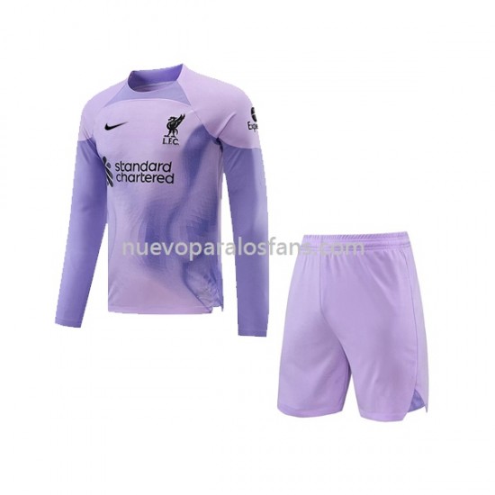 Camiseta de Fútbol Liverpool Portero Niño Casa 2022-2023 Manga Larga