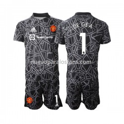 Camiseta de Fútbol Manchester United DE GEA 1 Portero Niño Exterior 2022-2023 Manga Corta