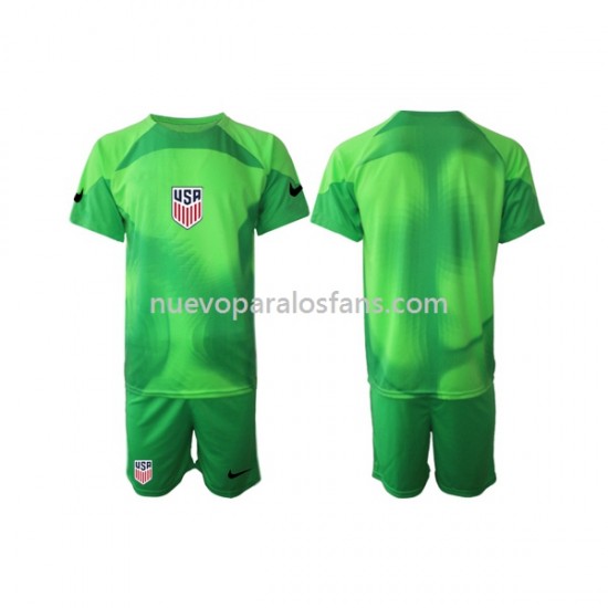 Camiseta de Fútbol Estados Unidos Portero Niño Cuarto Copa Mundial 2022 Manga Corta