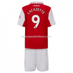 Camiseta de Fútbol Arsenal Lacazette 9 Niño Casa 2022-2023 Manga Corta