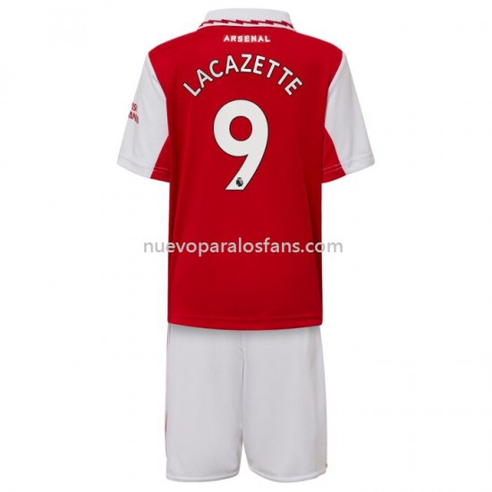 Camiseta de Fútbol Arsenal Lacazette 9 Niño Casa 2022-2023 Manga Corta