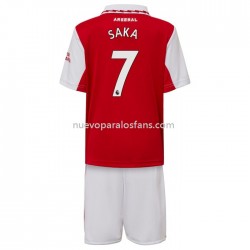Camiseta de Fútbol Arsenal Saka 7 Niño Casa 2022-2023 Manga Corta