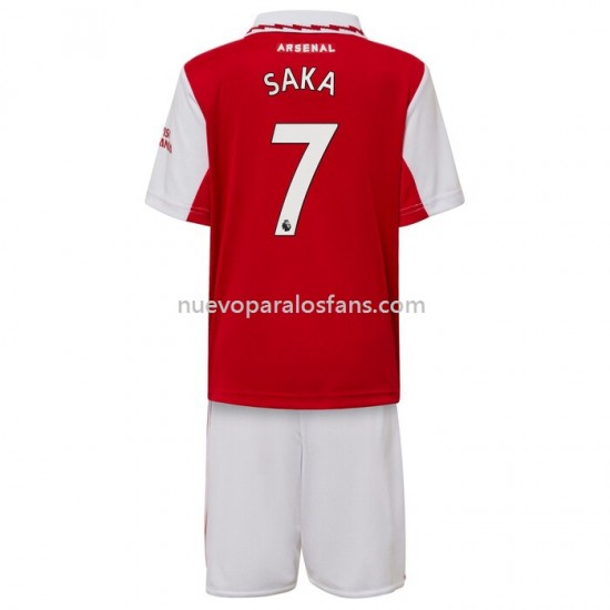 Camiseta de Fútbol Arsenal Saka 7 Niño Casa 2022-2023 Manga Corta