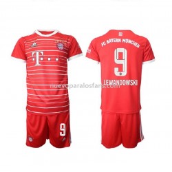 Camiseta de Fútbol Bayern de Múnich Lewandowski 9 Niño Casa 2022-2023 Manga Corta