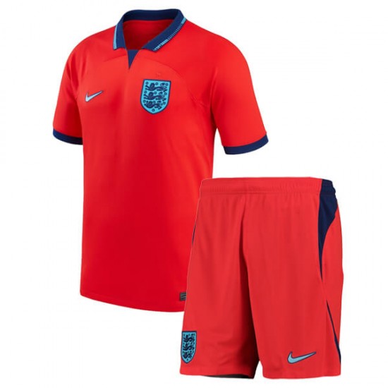 Camiseta de Fútbol Inglaterra Niño Exterior Copa Mundial 2022 Manga Corta