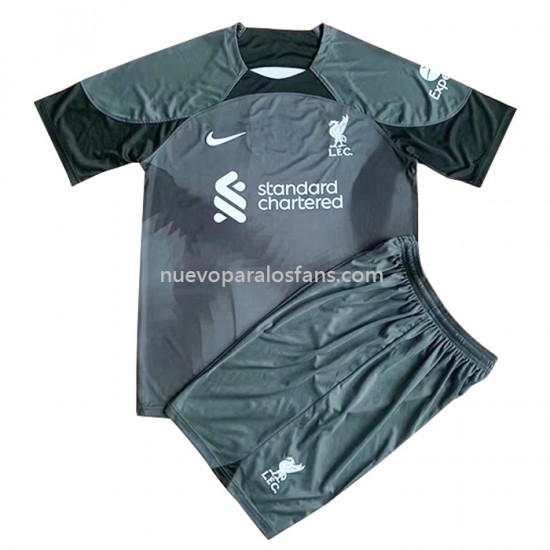 Camiseta de Fútbol Liverpool Portero Niño Exterior 2022-2023 Manga Corta