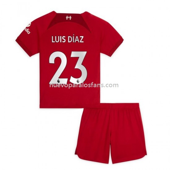 Camiseta de Fútbol Liverpool Diaz 23 Niño Casa 2022-2023 Manga Corta