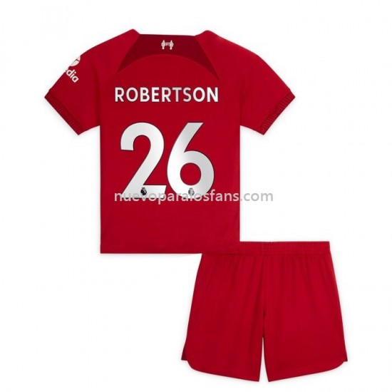 Camiseta de Fútbol Liverpool Robertson 26 Niño Casa 2022-2023 Manga Corta