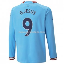 Camiseta de Fútbol Manchester City G.Jesus 9 Casa 2022-2023 Manga Larga