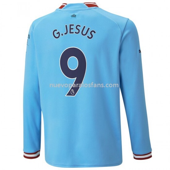 Camiseta de Fútbol Manchester City G.Jesus 9 Casa 2022-2023 Manga Larga