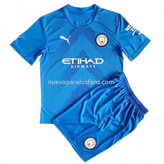 Camiseta de Fútbol Manchester City Portero Niño Exterior 2022-2023 Manga Corta