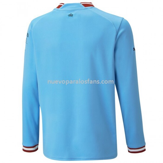 Camiseta de Fútbol Manchester City Casa 2022-2023 Manga Larga