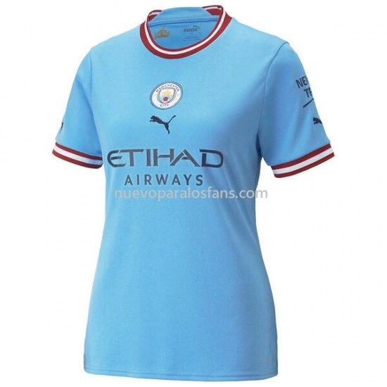 Camiseta de Fútbol Manchester City Mujer Casa 2022-2023 Manga Corta