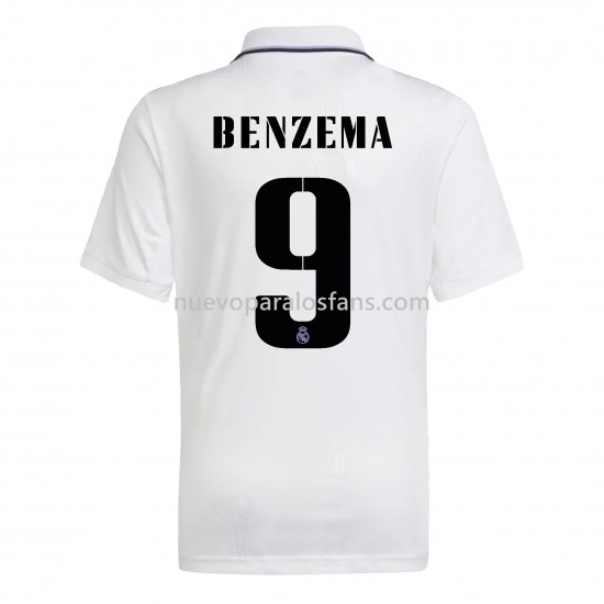 Camiseta de Fútbol Real Madrid Benzema 9 Casa 2022-2023 Manga Corta