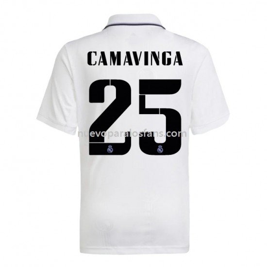 Camiseta de Fútbol Real Madrid Camavinga 25 Casa 2022-2023 Manga Corta