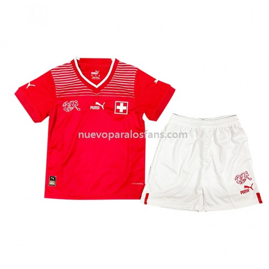 Camiseta de Fútbol Suiza Niño Casa Copa Mundial 2022 Manga Corta