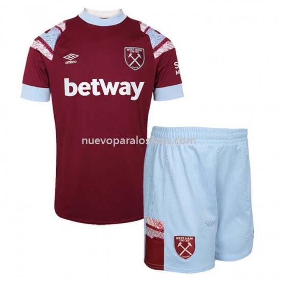 Camiseta de Fútbol West Ham United Niño Casa 2022-2023 Manga Corta
