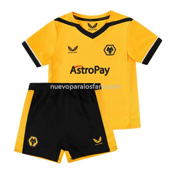 Camiseta de Fútbol Wolverhampton Wanderers Niño Casa 2022-2023 Manga Corta