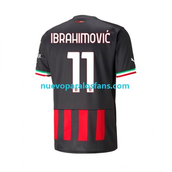 Camiseta de Fútbol AC Milan Ibrahimović 11 Hombre Casa 2022-2023 Manga Corta