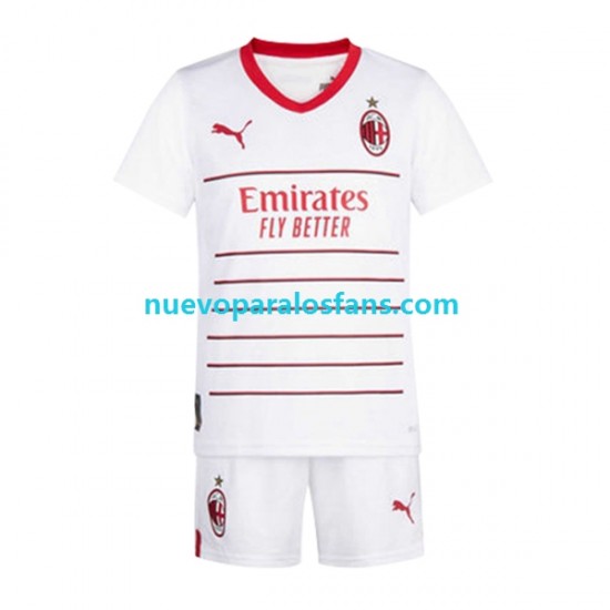 Camiseta de Fútbol AC Milan Niño Exterior 2022-2023 Manga Corta