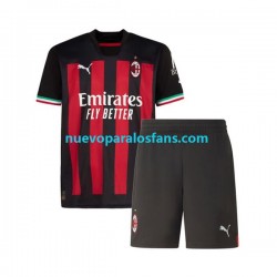 Camiseta de Fútbol AC Milan Niño Casa 2022-2023 Manga Corta