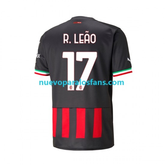 Camiseta de Fútbol AC Milan Rafael Leao 17 Hombre Casa 2022-2023 Manga Corta