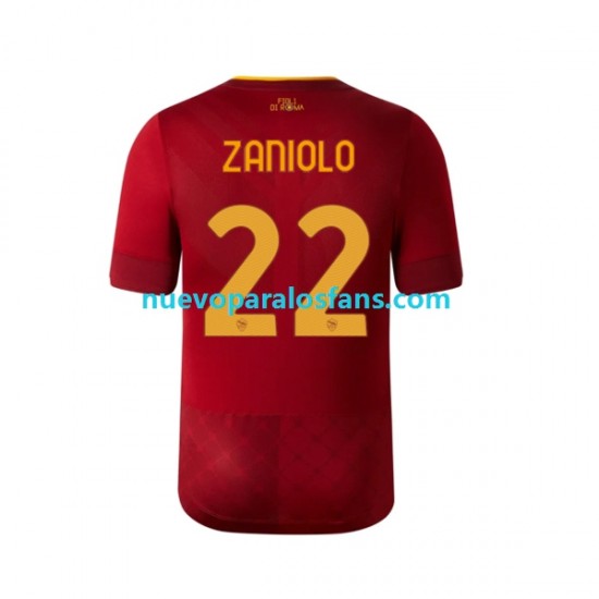 Camiseta de Fútbol AS Roma Zaniolo 22 Hombre Casa 2022-2023 Manga Corta