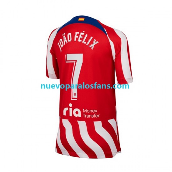 Camiseta de Fútbol Atlético Madrid Joao Felix 7 Hombre Casa 2022-2023 Manga Corta