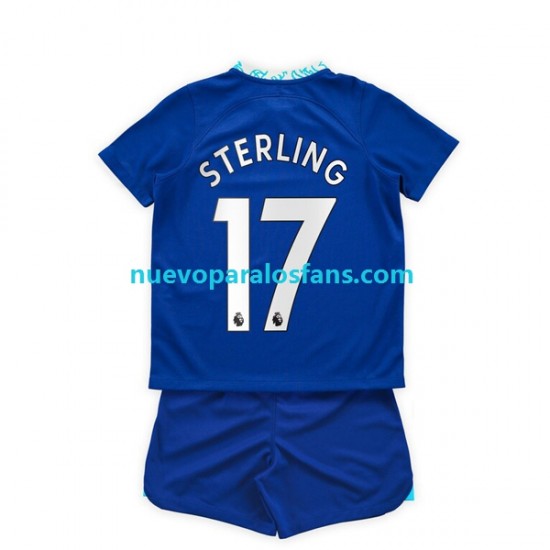 Camiseta de Fútbol Chelsea Raheem Sterling 17 Niño Casa 2022-2023 Manga Corta