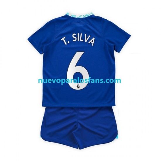 Camiseta de Fútbol Chelsea T. Silva 6 Niño Casa 2022-2023 Manga Corta