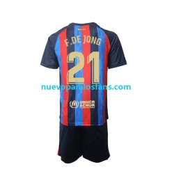 Camiseta de Fútbol FC Barcelona Frenkie de Jong 21 Niño Casa 2022-2023 Manga Corta