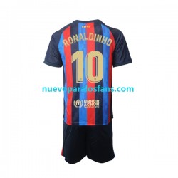 Camiseta de Fútbol FC Barcelona Ronaldinho 10 Niño Casa 2022-2023 Manga Corta