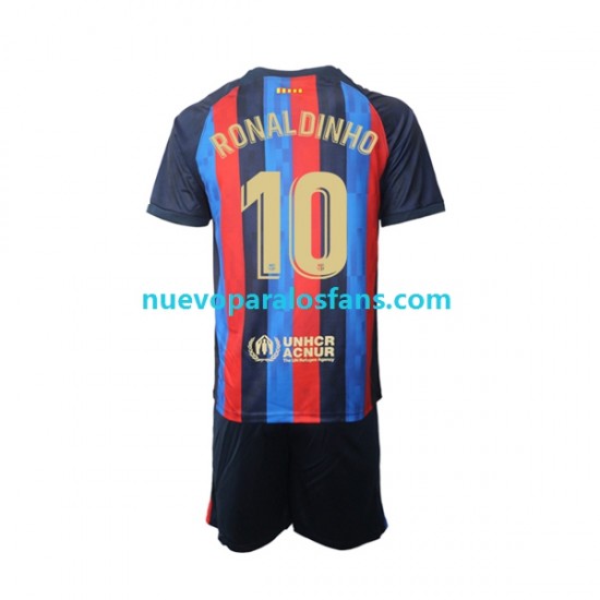 Camiseta de Fútbol FC Barcelona Ronaldinho 10 Niño Casa 2022-2023 Manga Corta