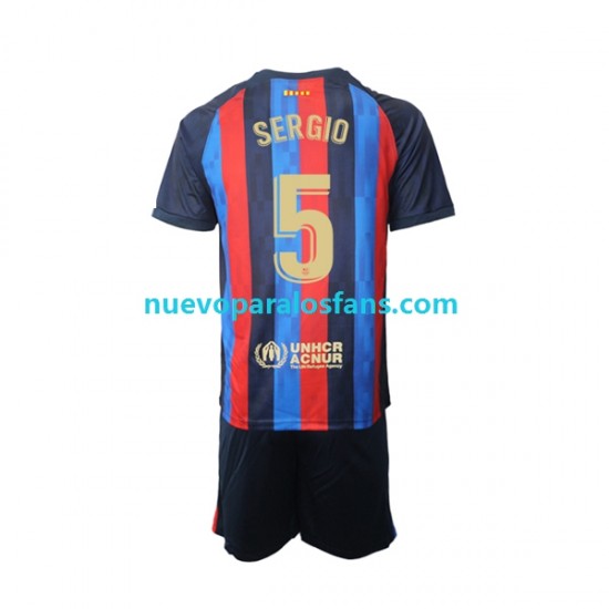Camiseta de Fútbol FC Barcelona Sergio Busquets 5 Niño Casa 2022-2023 Manga Corta