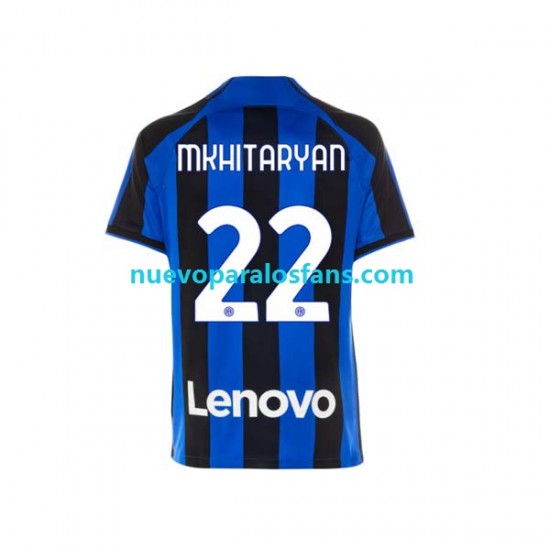 Camiseta de Fútbol Inter Milan Henrikh Mkhitaryan 22 Hombre Casa 2022-2023 Manga Corta